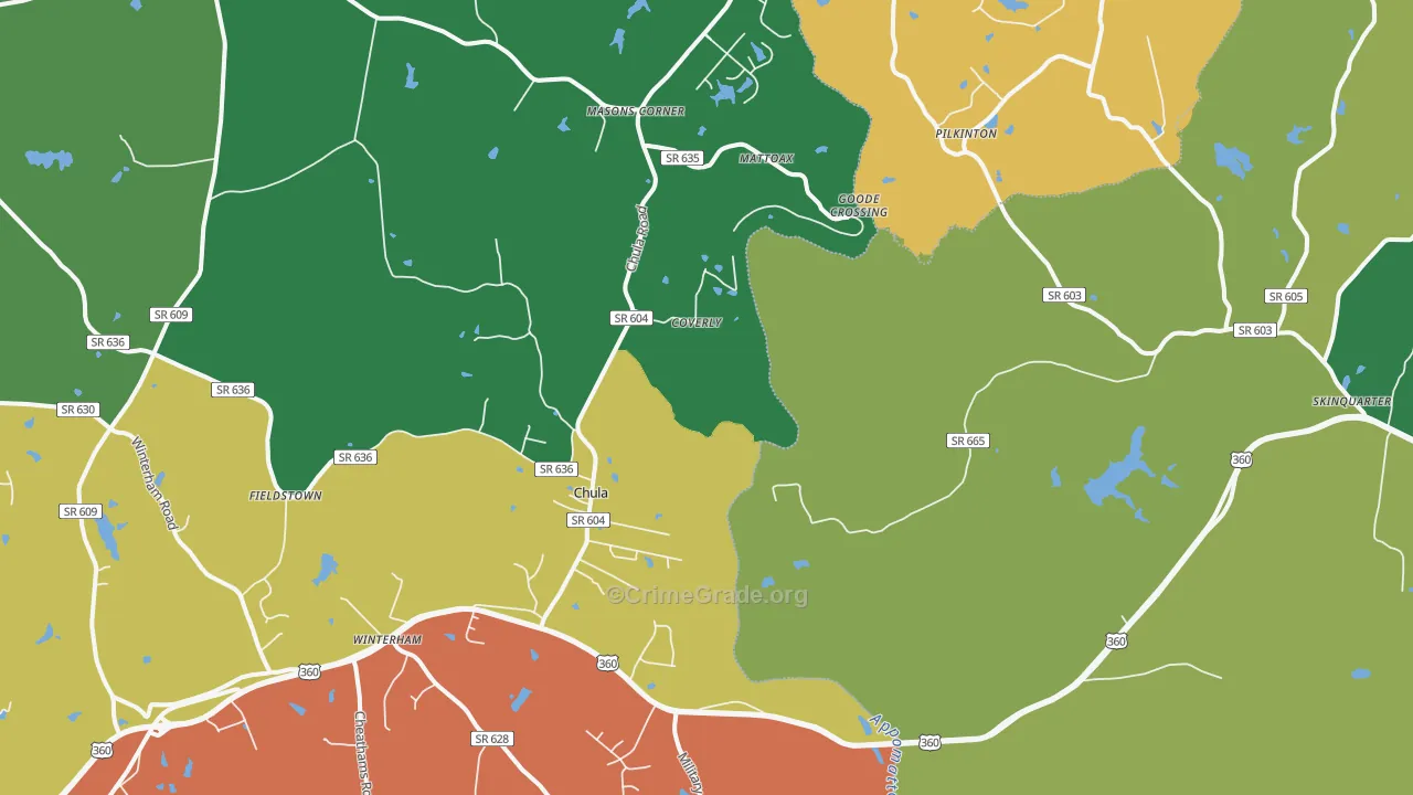 Chula, VA Map of Robbery Rates