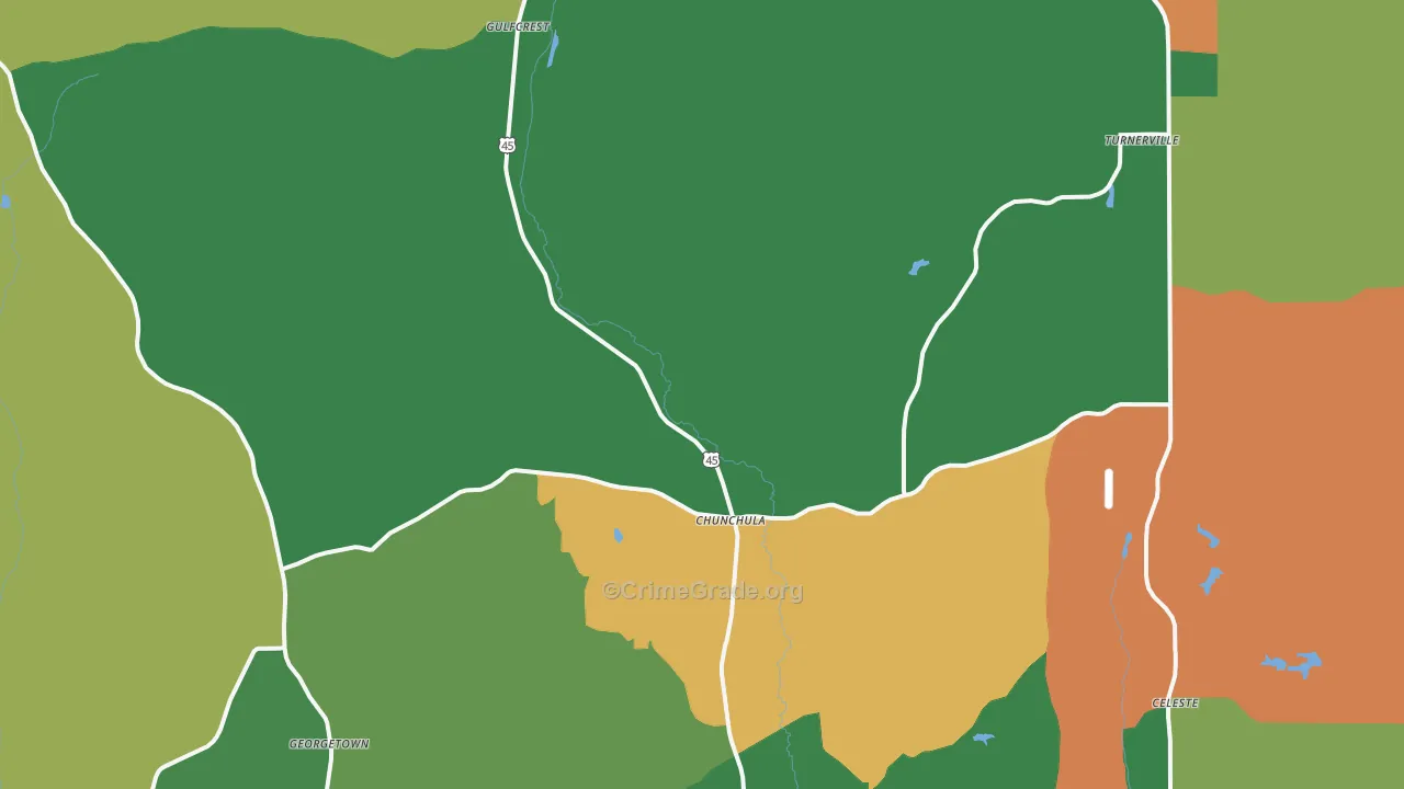 Chunchula, AL Map of Robbery Rates