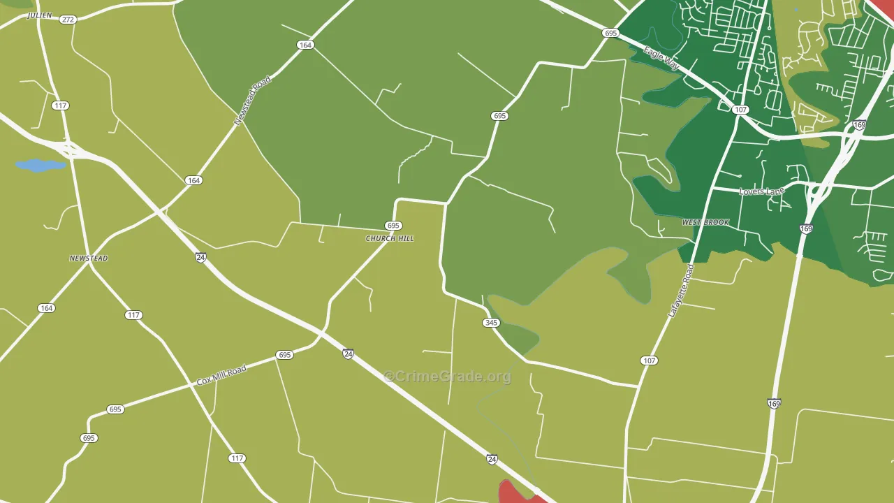 Church Hill, KY Map of Robbery Rates