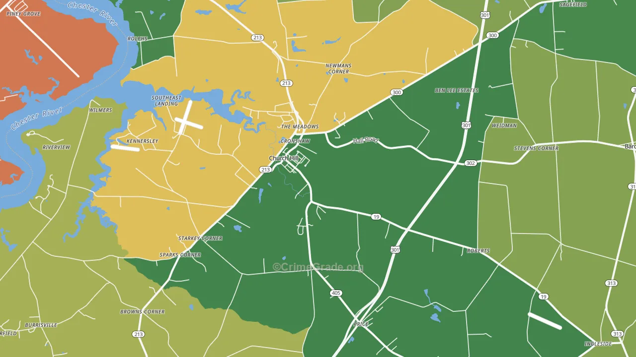 Church Hill, MD Map of Robbery Rates