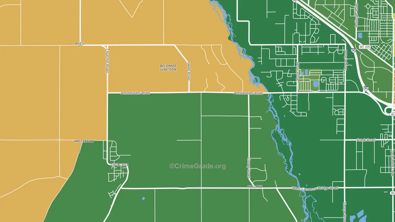 Church Hill, MT Map of Robbery Rates