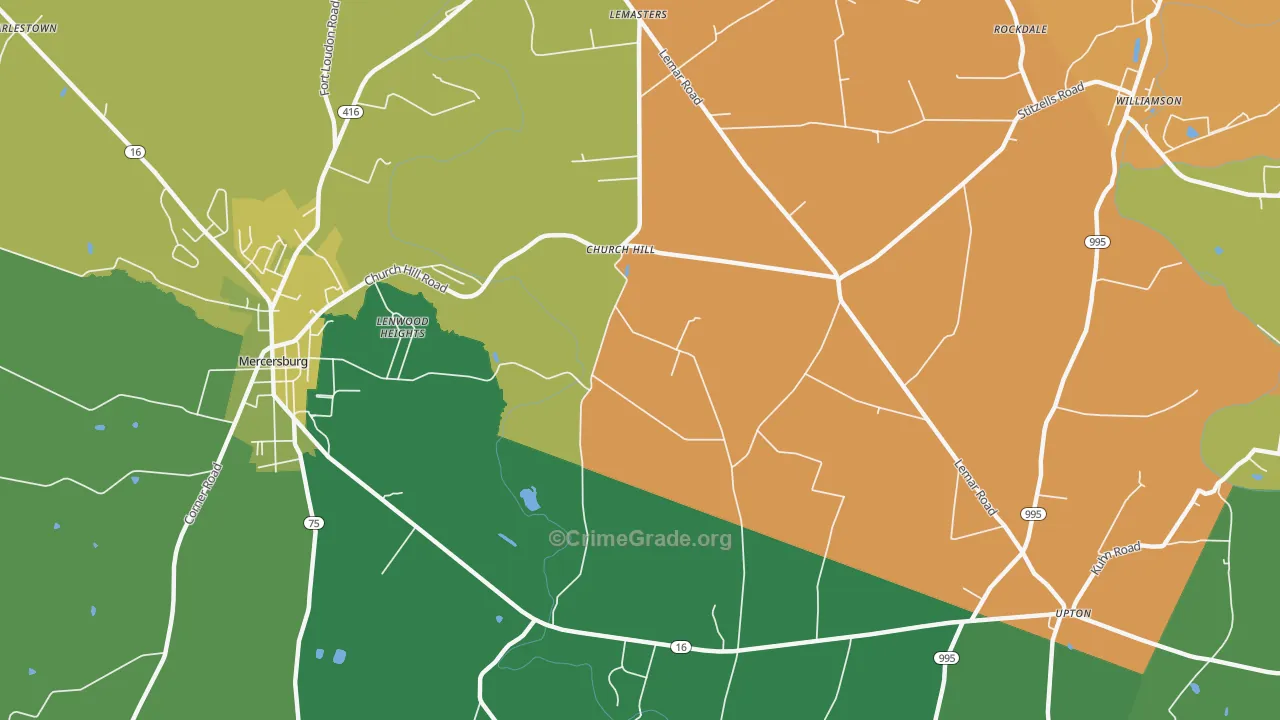 Church Hill, PA Map of Robbery Rates