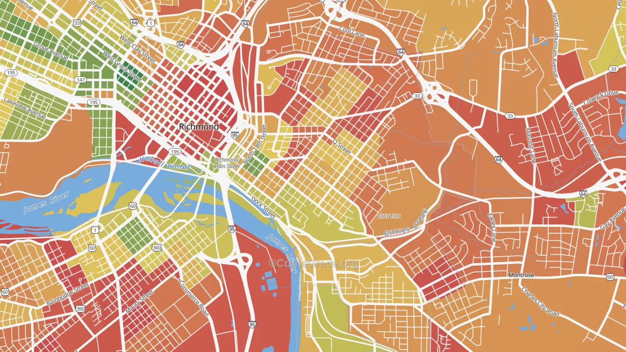 Church Hill, Richmond, VA Map of Robbery Rates