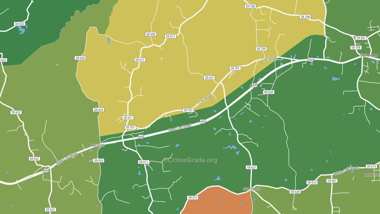 Church Road, VA Map of Robbery Rates