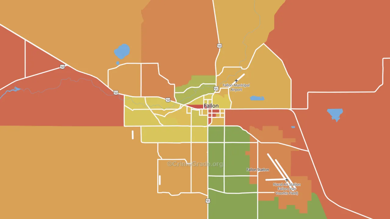 Churchill County, NV Map of Robbery Rates