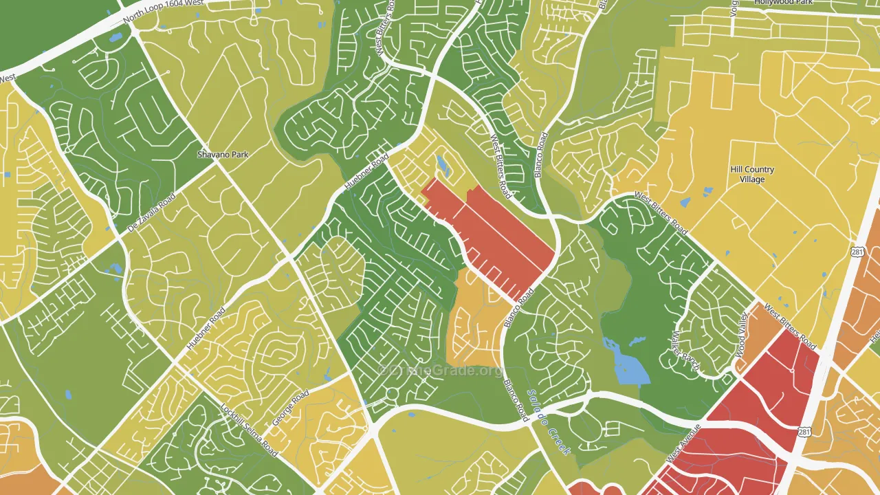 Churchill Estates, San Antonio, TX Map of Robbery Rates