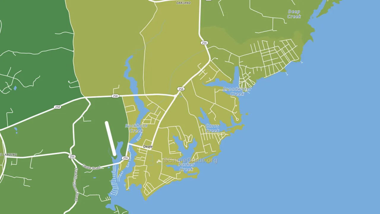 Churchton, MD Map of Robbery Rates