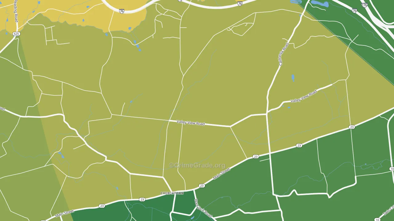 Churchtown, PA Map of Robbery Rates
