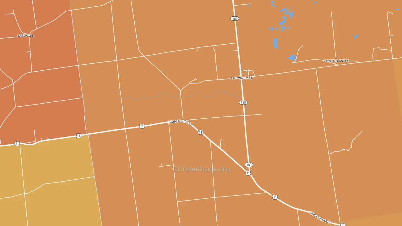 Churubusco, NY Map of Robbery Rates