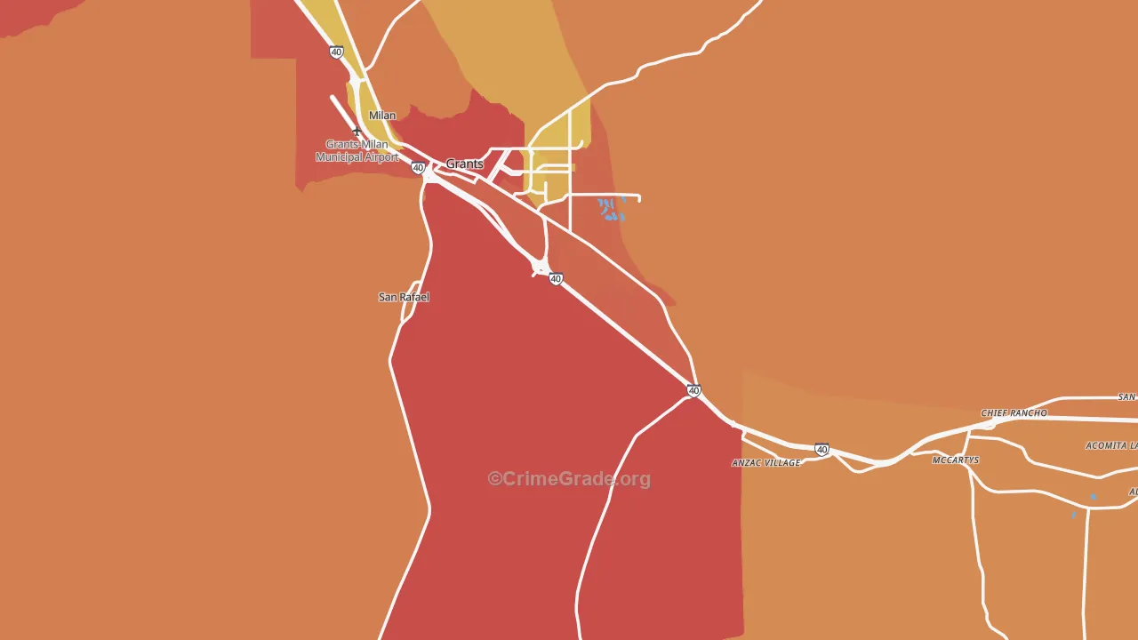 Cibola County, NM Map of Robbery Rates