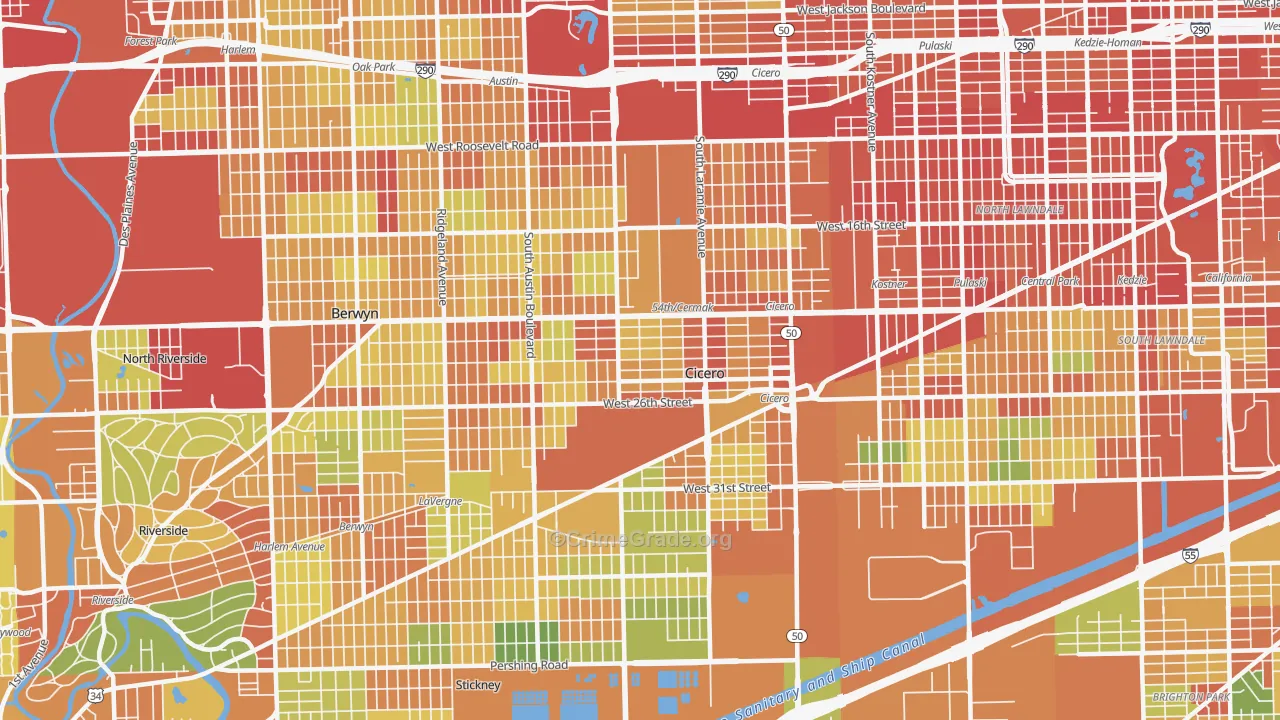 Cicero, IL Map of Robbery Rates