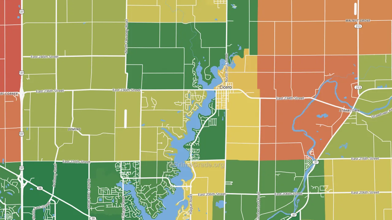 Cicero, IN Map of Robbery Rates
