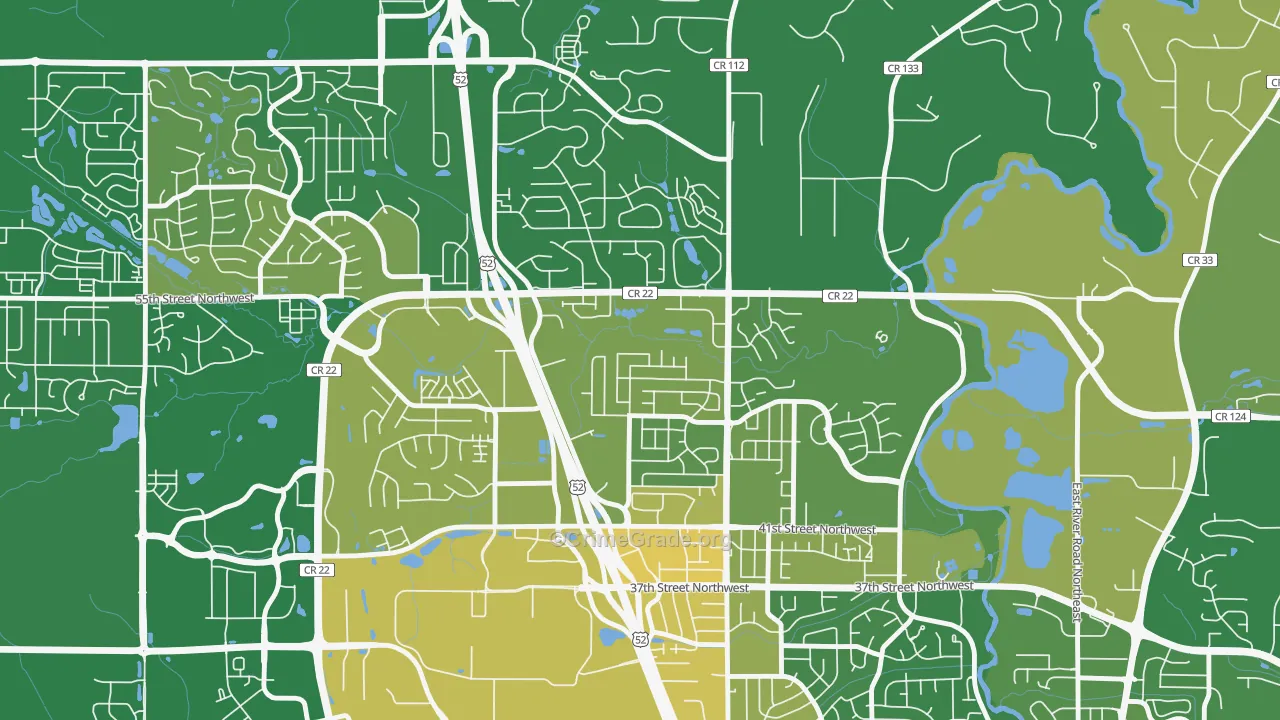 Cimarron, Rochester, MN Map of Robbery Rates
