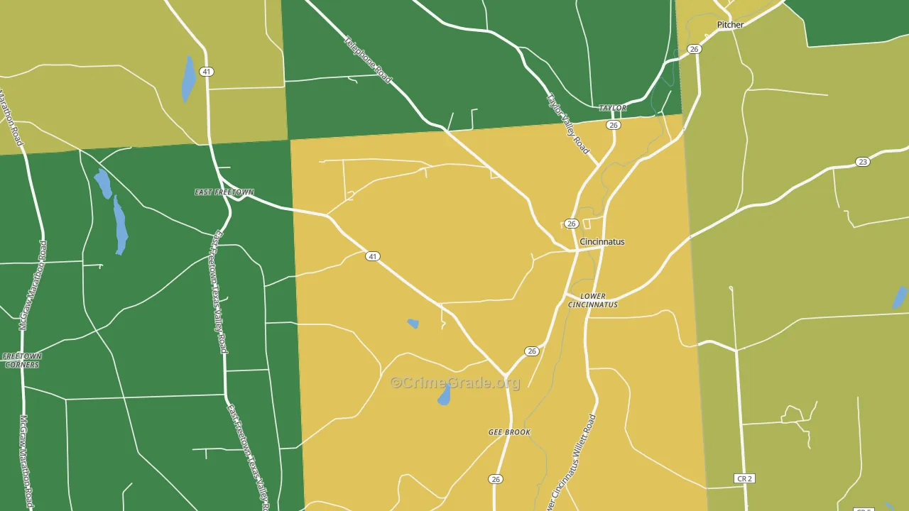 Cincinnatus, NY Map of Robbery Rates