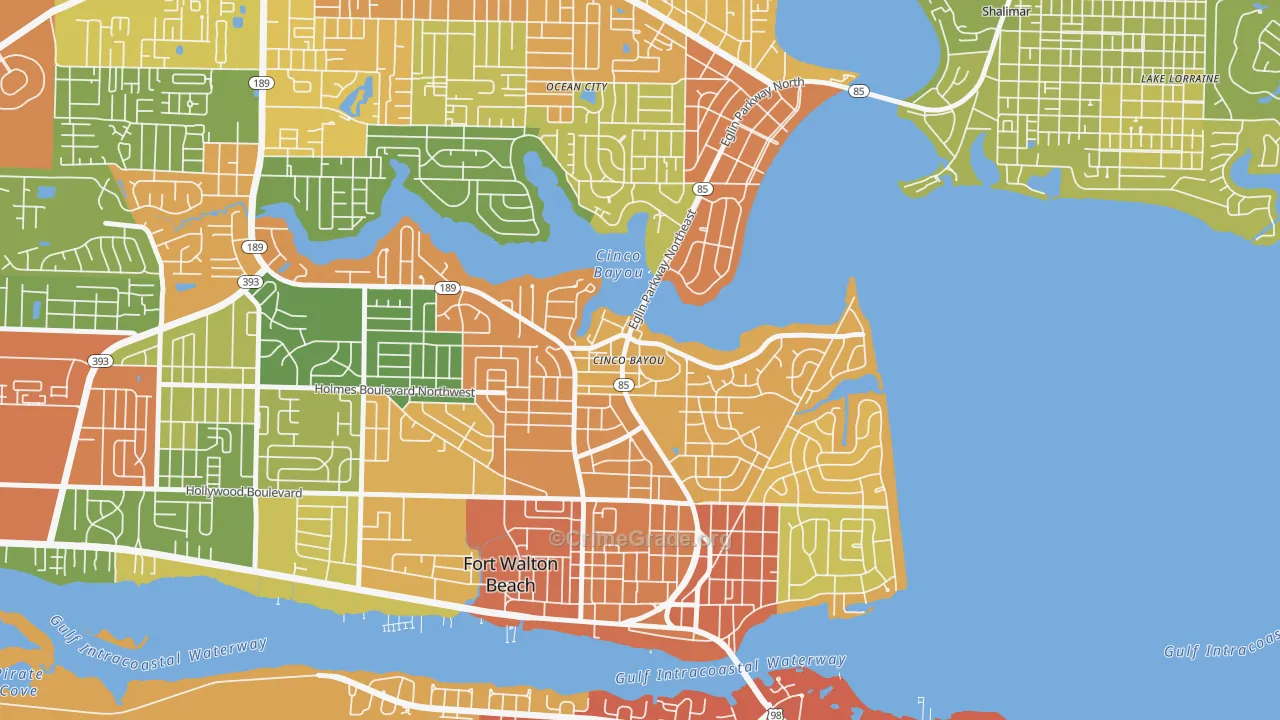 Cinco Bayou, FL Map of Robbery Rates