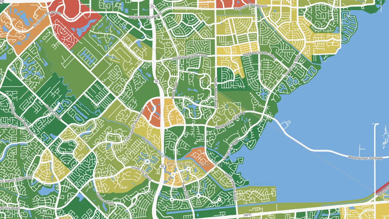 Cinco Ranch, TX Map of Robbery Rates
