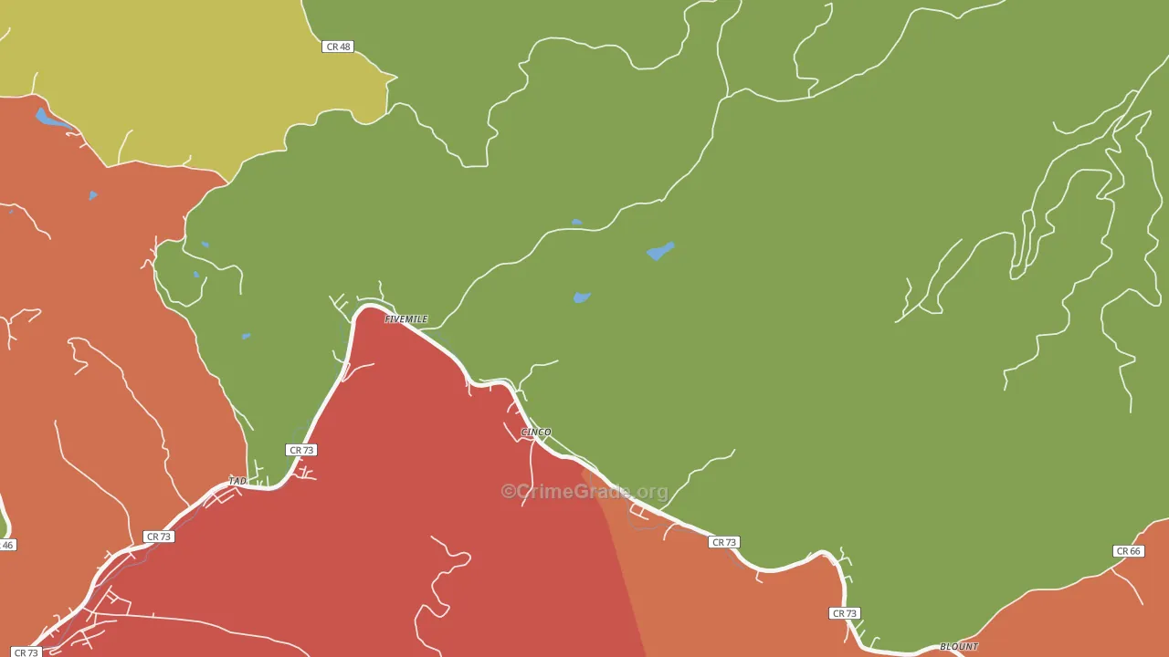 Cinco, WV Map of Robbery Rates