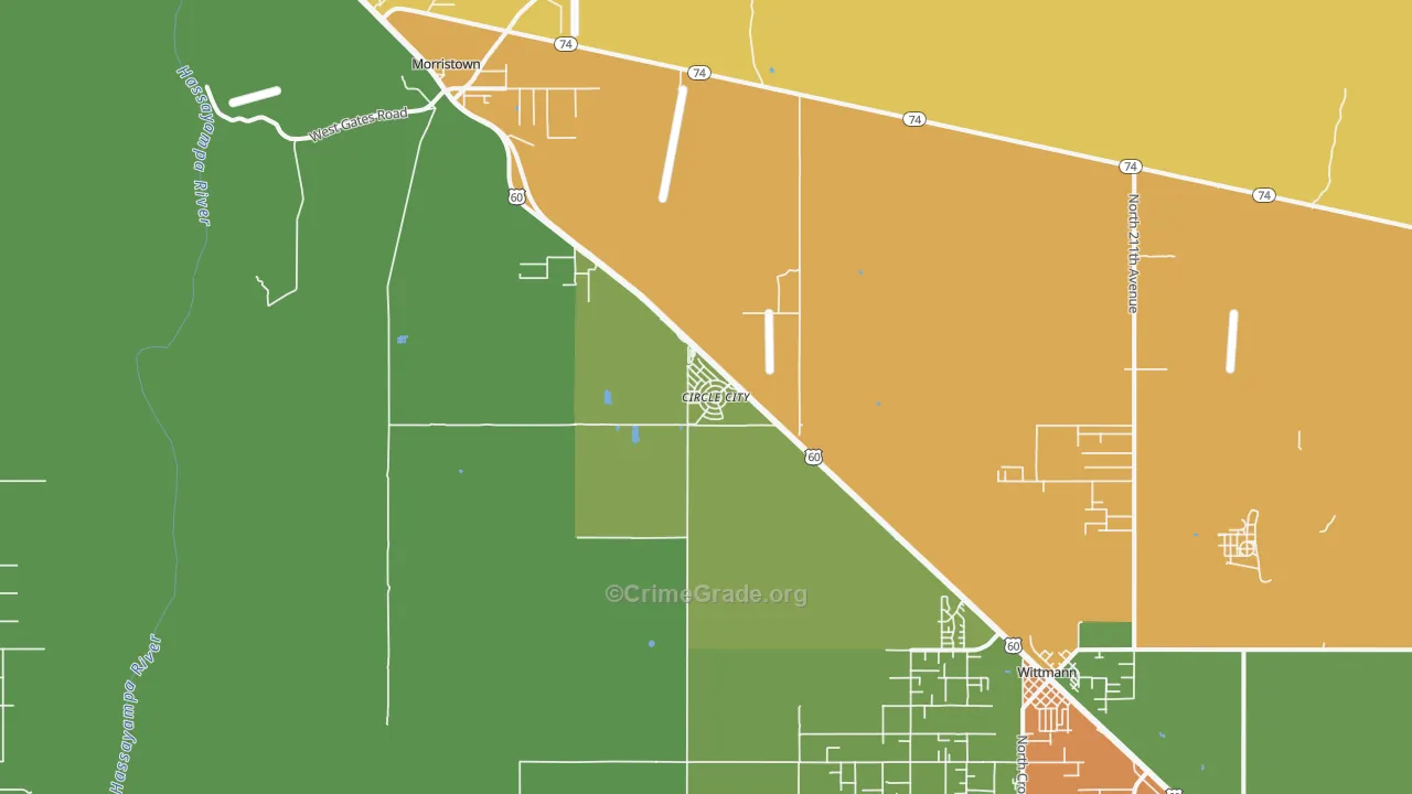 Circle City, AZ Map of Robbery Rates