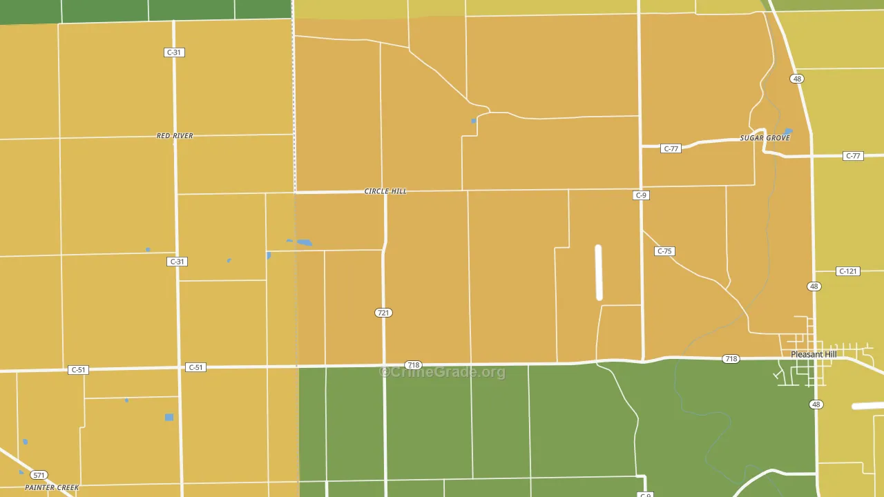 Circle Hill, OH Map of Robbery Rates