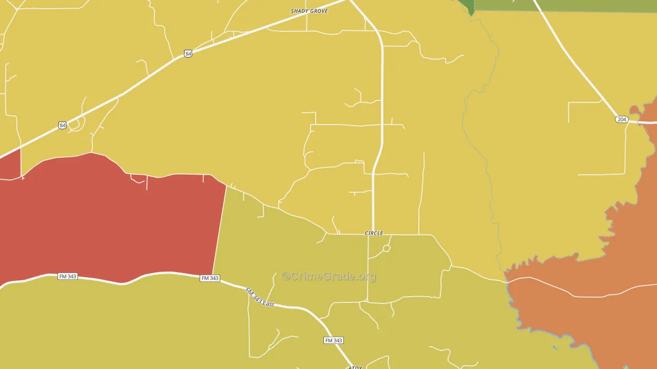 Circle, TX Map of Robbery Rates