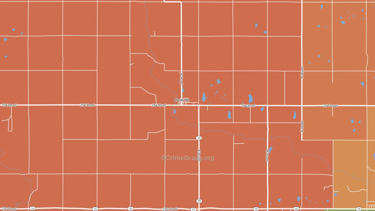 Circleville, KS Map of Robbery Rates