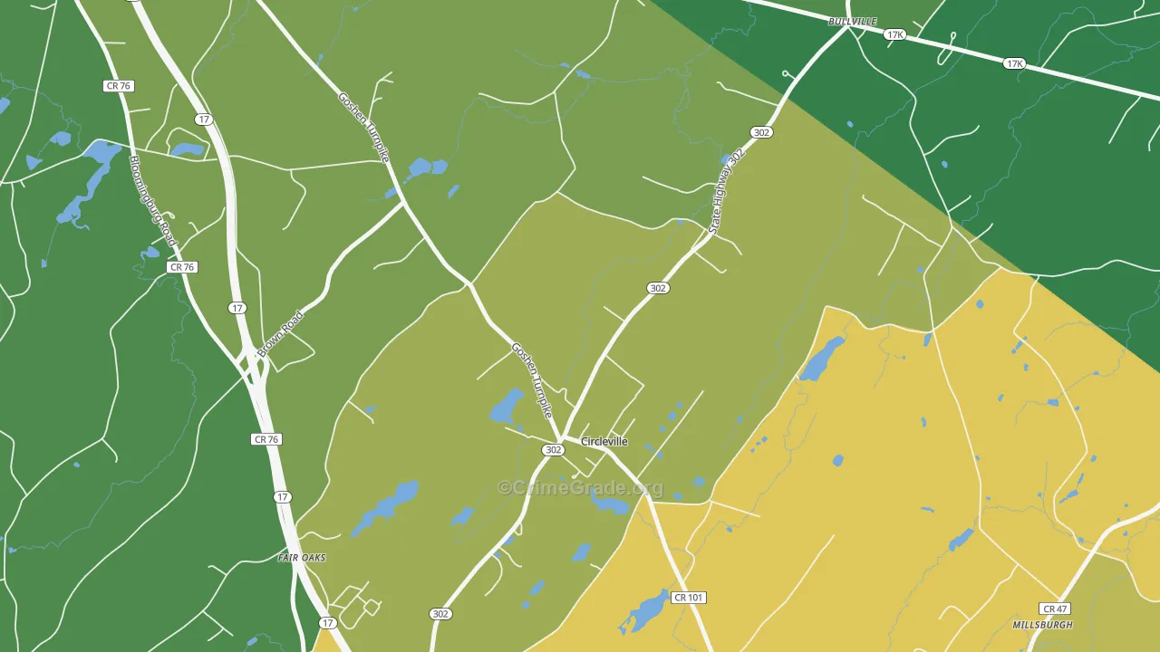 Circleville, NY Map of Robbery Rates