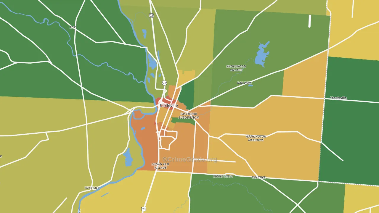 Circleville, OH Map of Robbery Rates