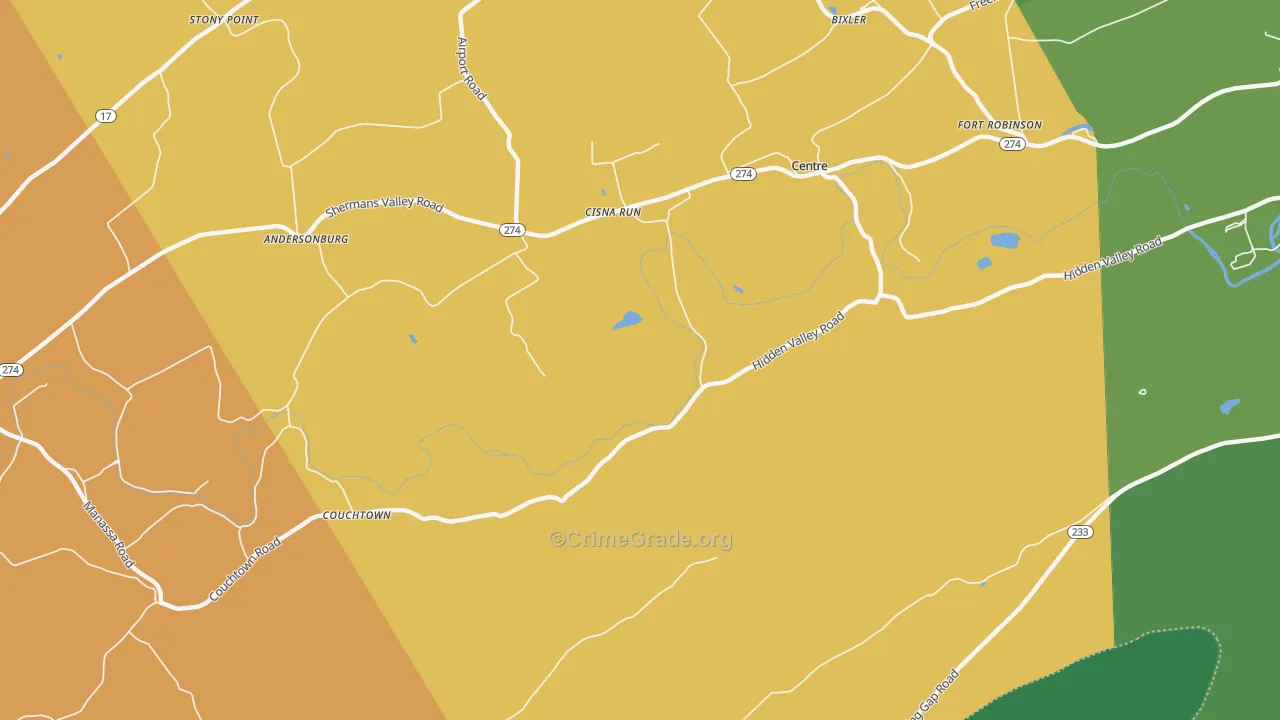 Cisna Run, PA Map of Robbery Rates