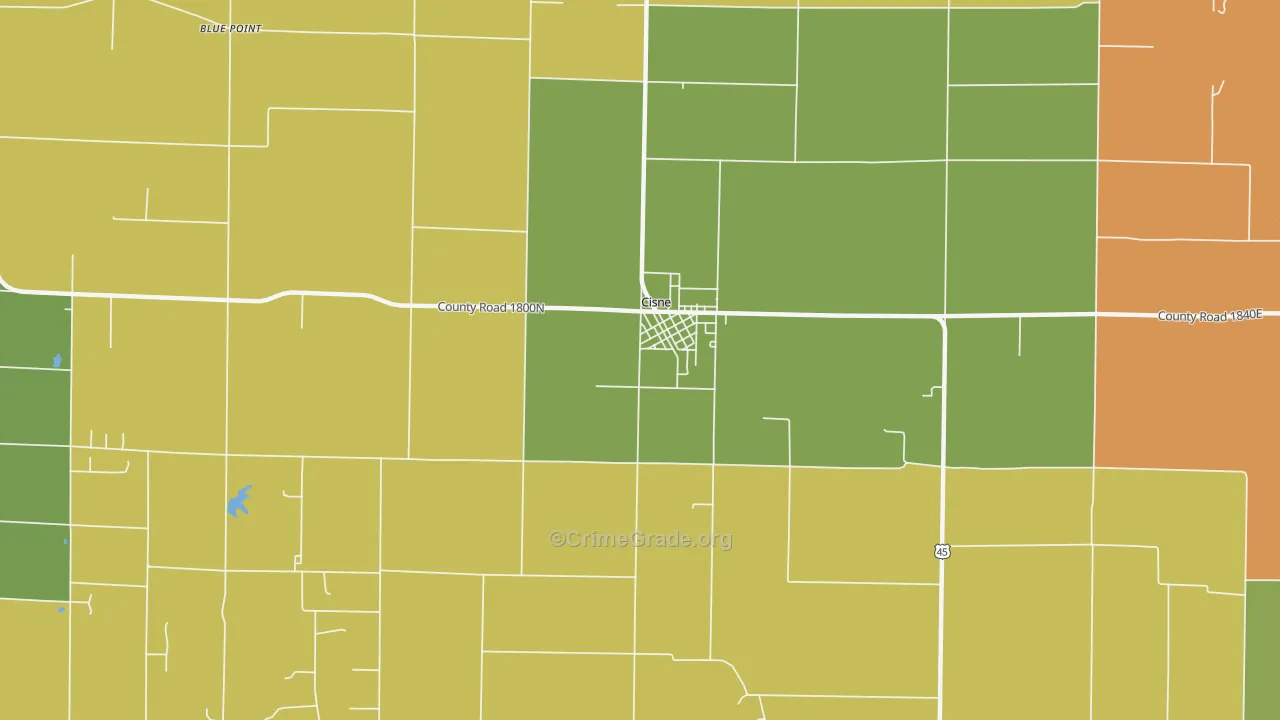 Cisne, IL Map of Robbery Rates