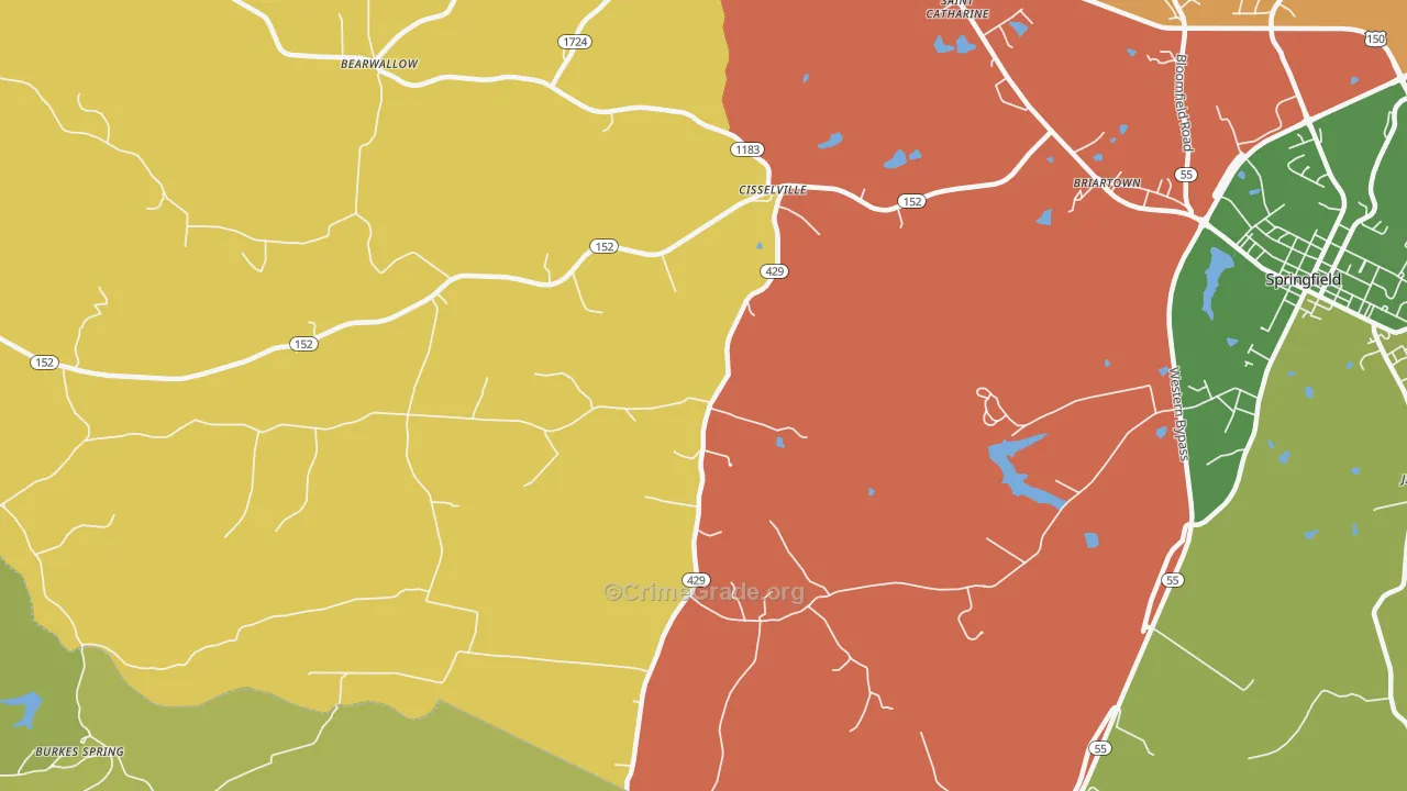 Cisselville, KY Map of Robbery Rates