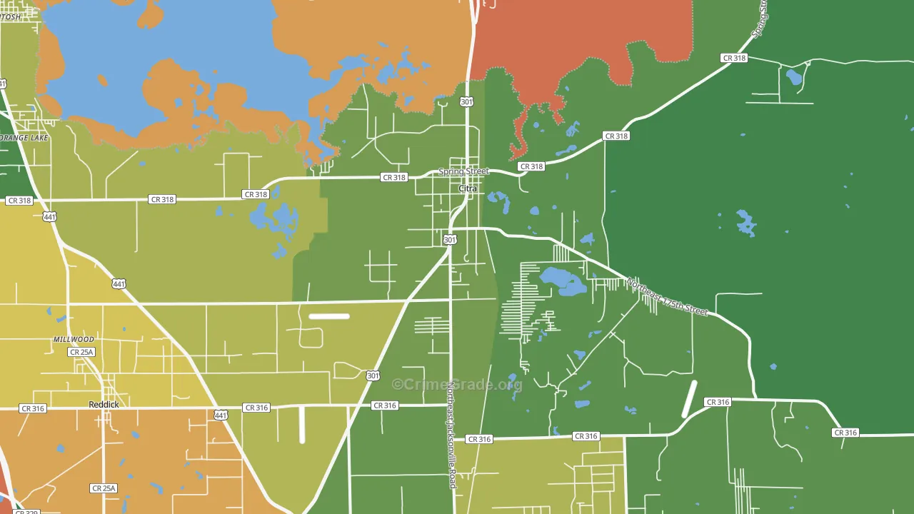 Citra, FL Map of Robbery Rates