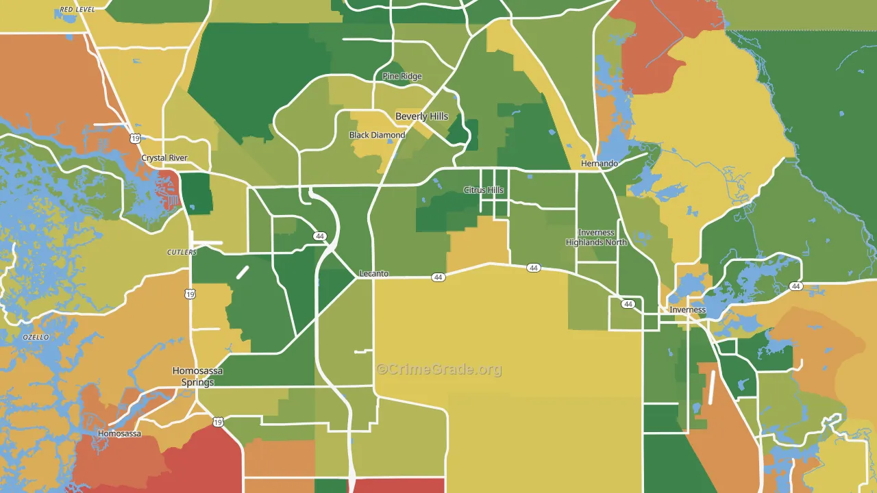 Citrus County, FL Map of Robbery Rates