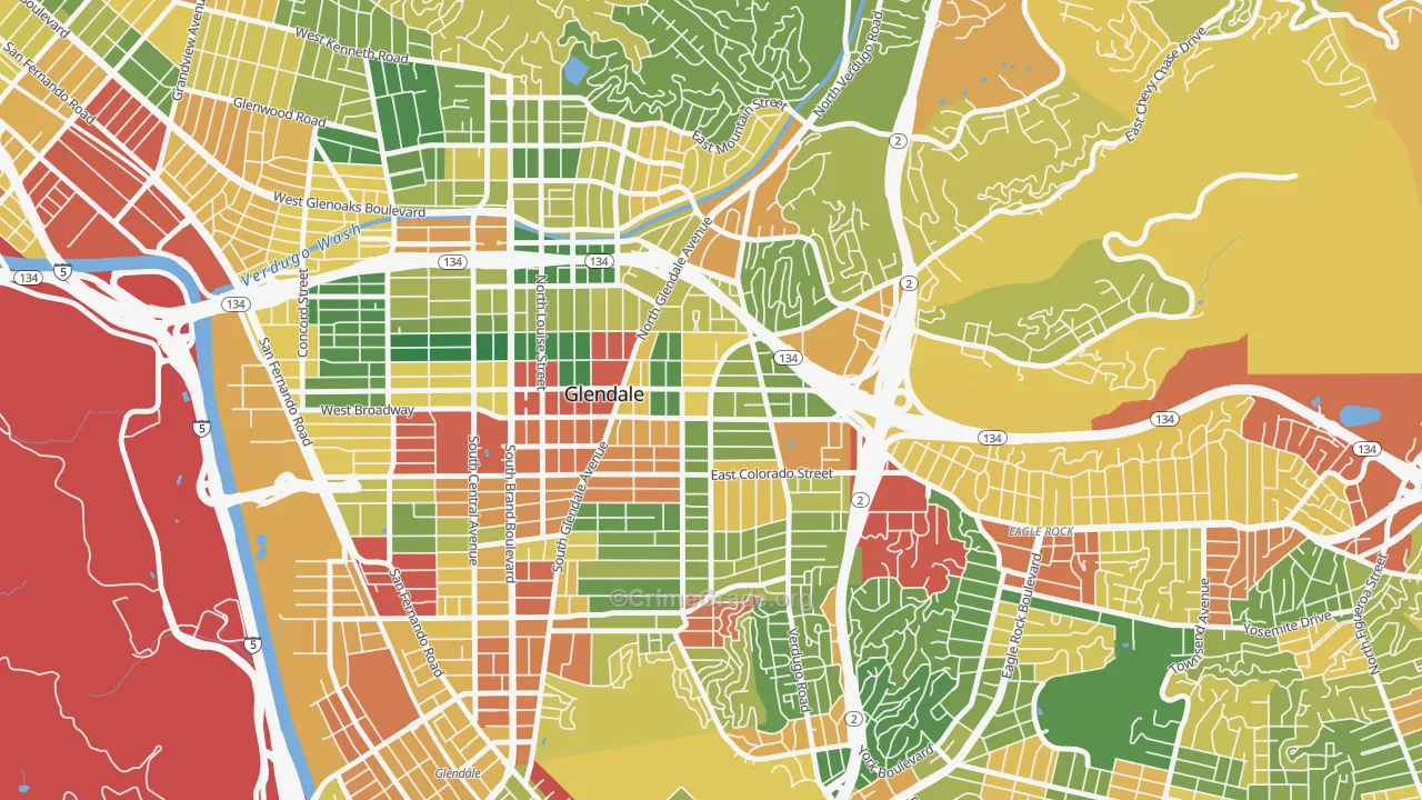 Citrus Grove, Glendale, CA Map of Robbery Rates