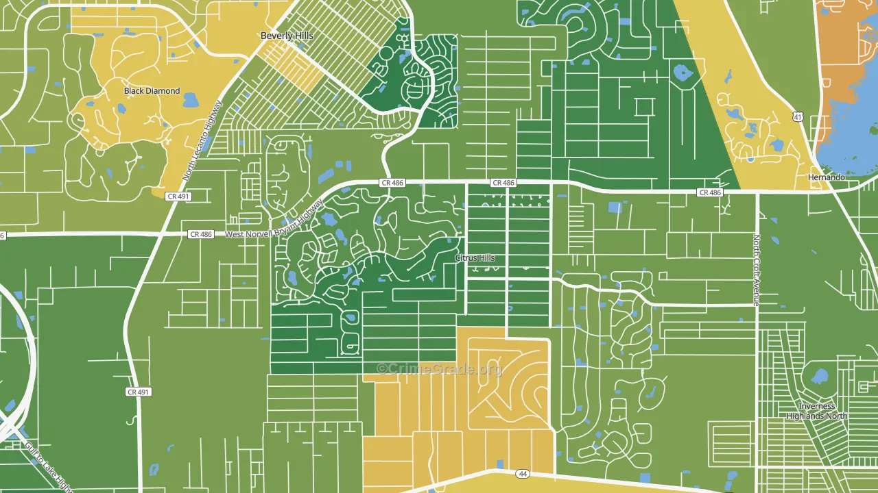Citrus Hills, FL Map of Robbery Rates