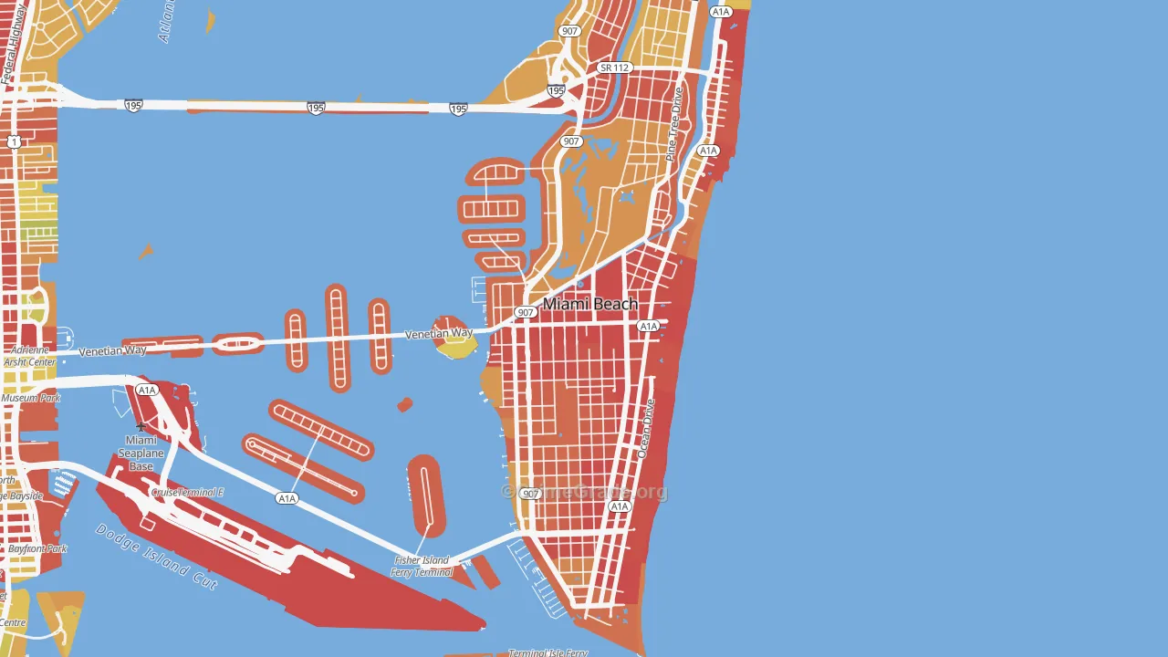 City Center, Miami Beach, FL Map of Robbery Rates
