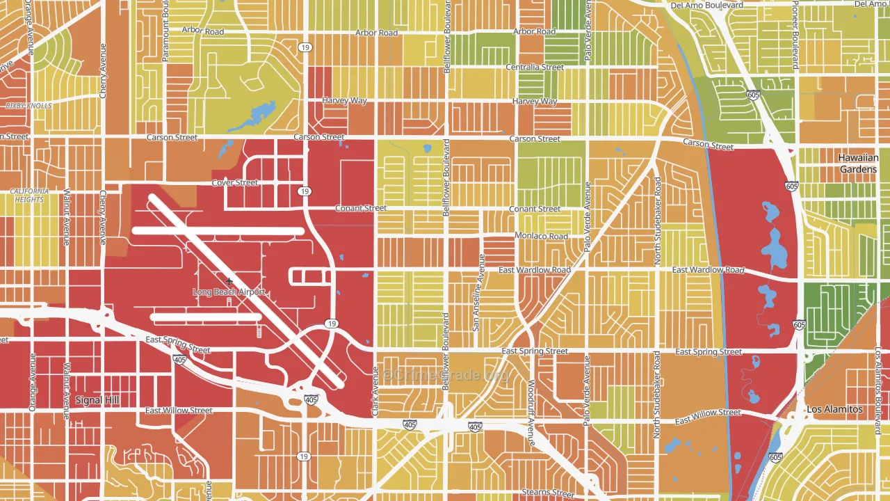 City College Area, Long Beach, CA Map of Robbery Rates
