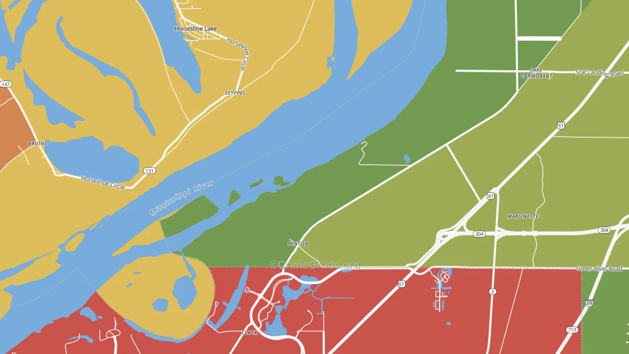 Clack, MS Map of Robbery Rates