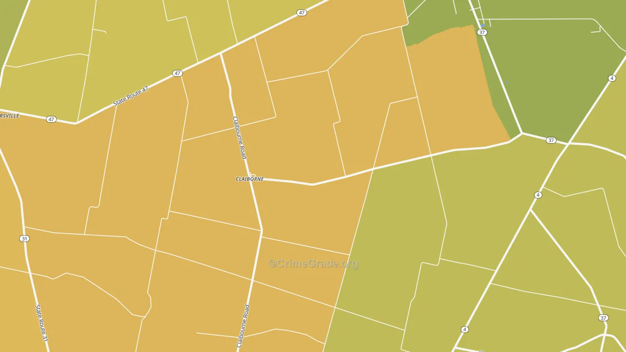 Claiborne, OH Map of Robbery Rates