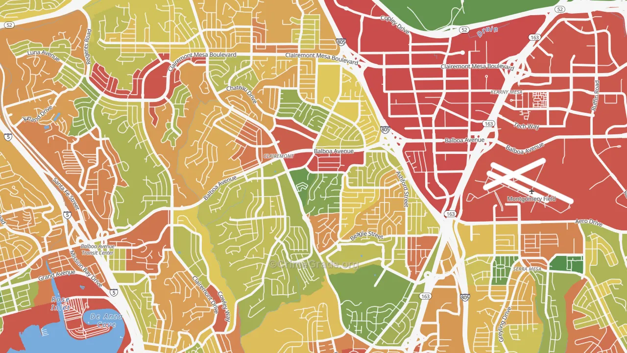Clairemont Mesa, San Diego, CA Map of Robbery Rates