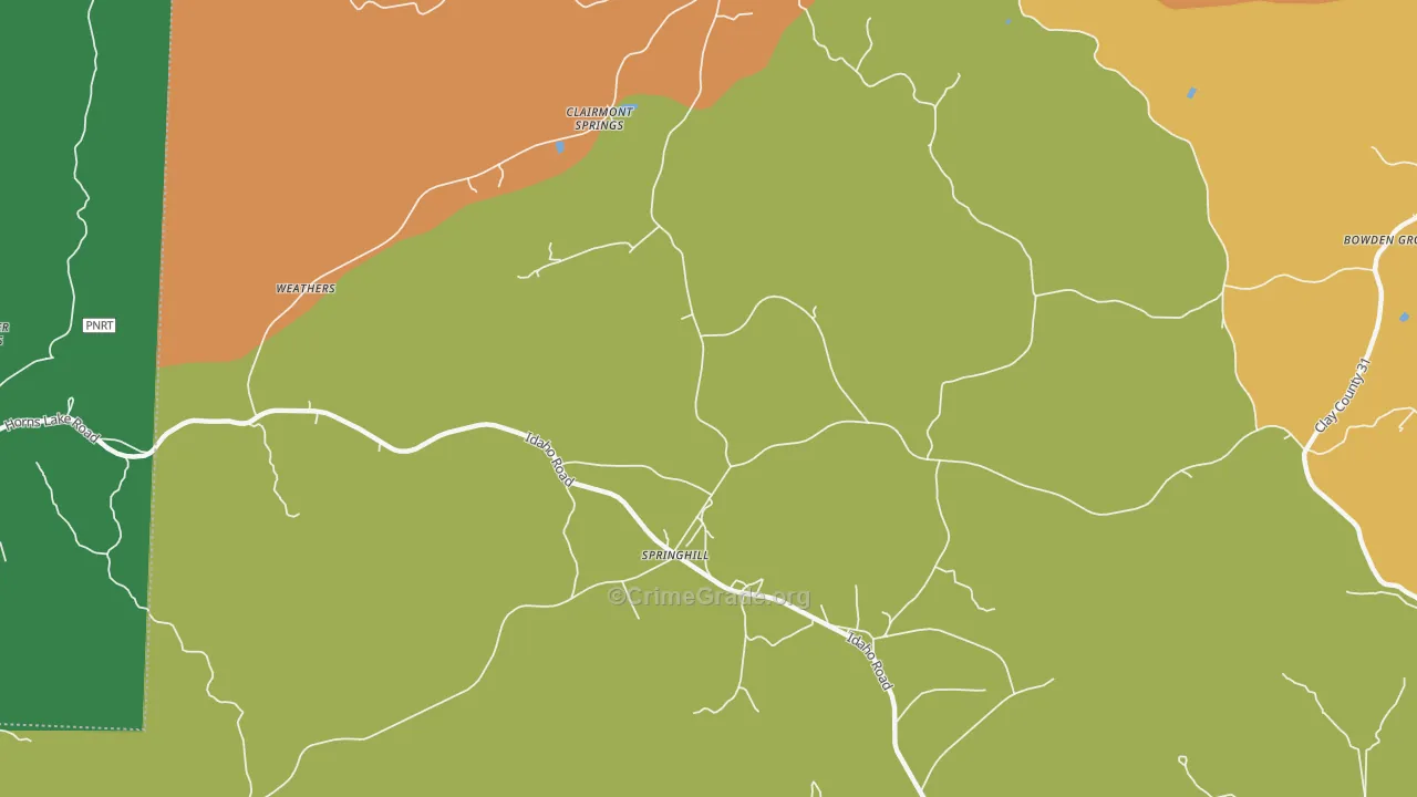 Clairmont Springs, AL Map of Robbery Rates