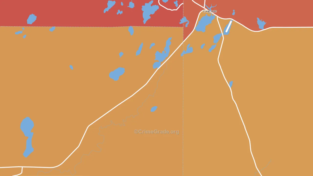 Clam Lake, WI Map of Robbery Rates
