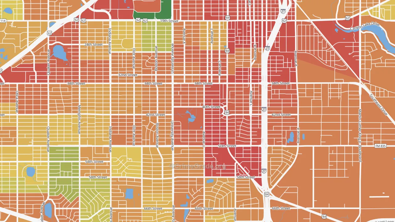 Clapp Park, Lubbock, TX Map of Robbery Rates