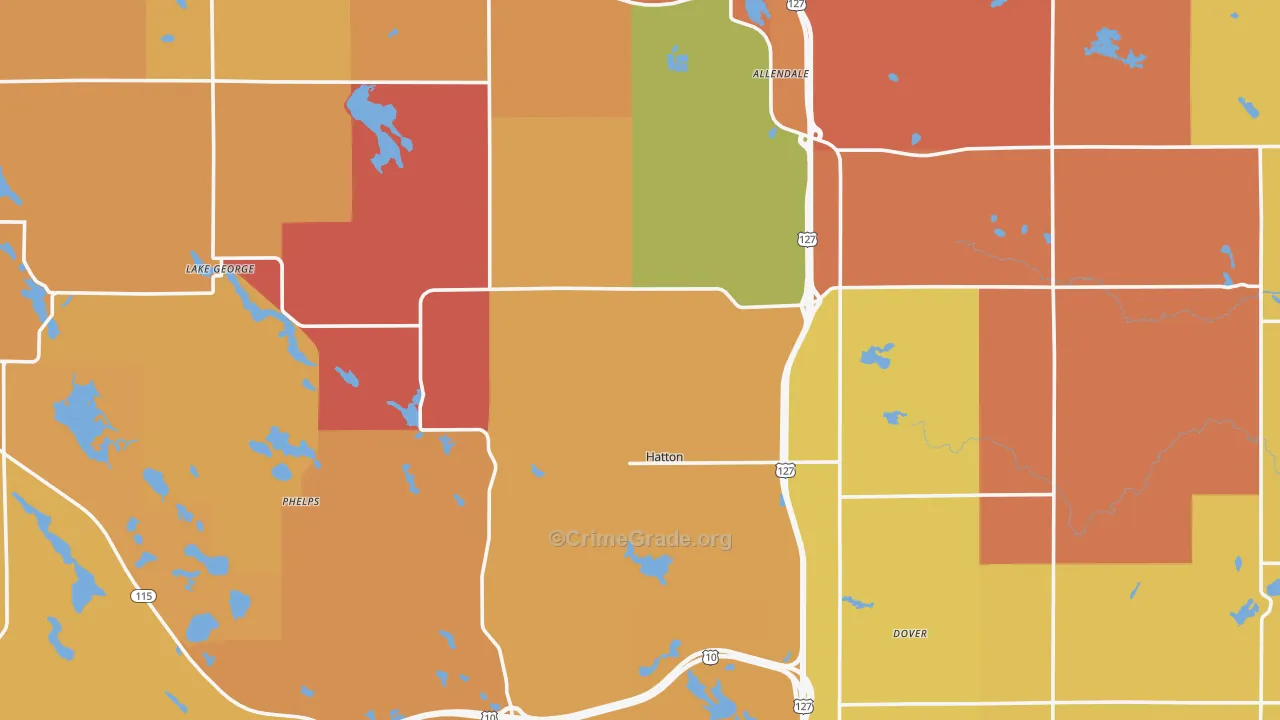 Clare County, MI Map of Robbery Rates