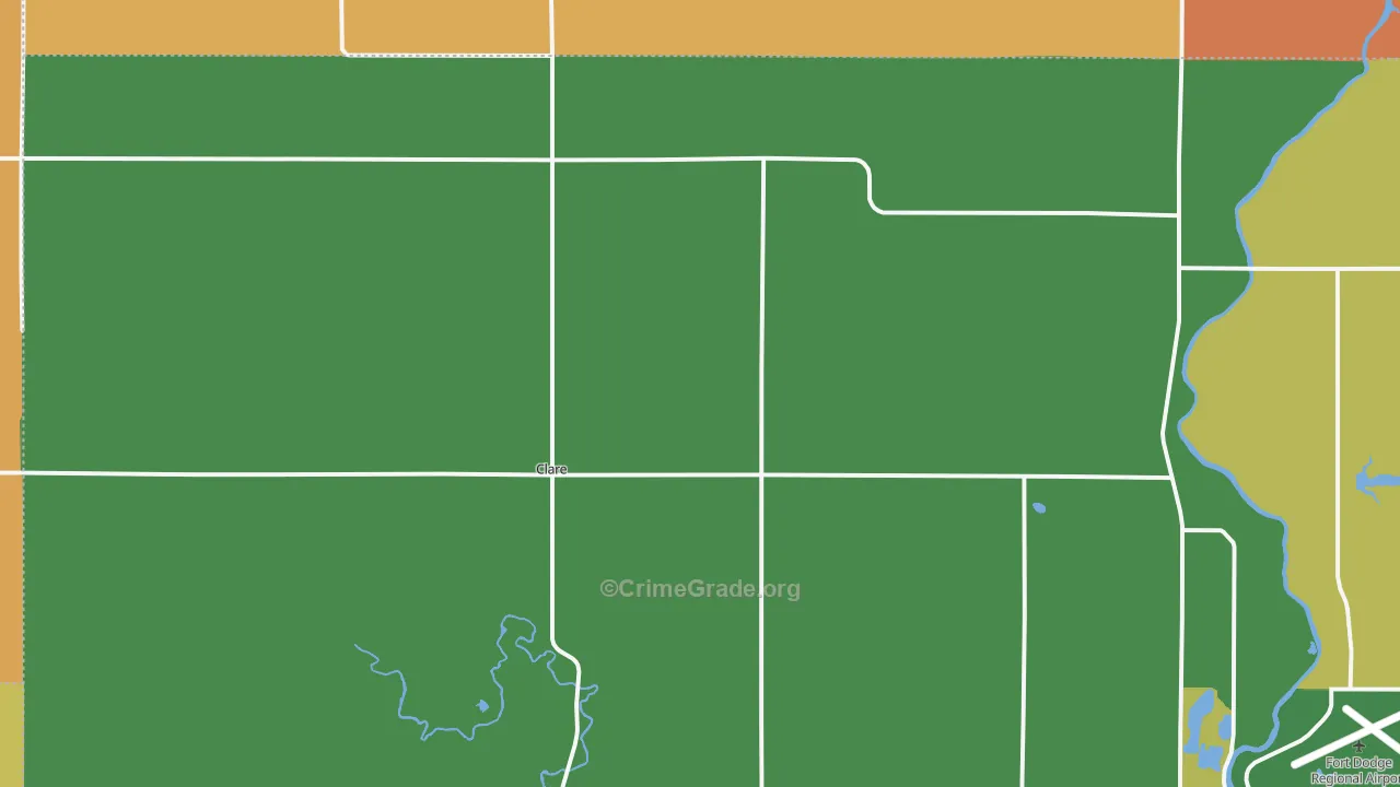 Clare, IA Map of Robbery Rates