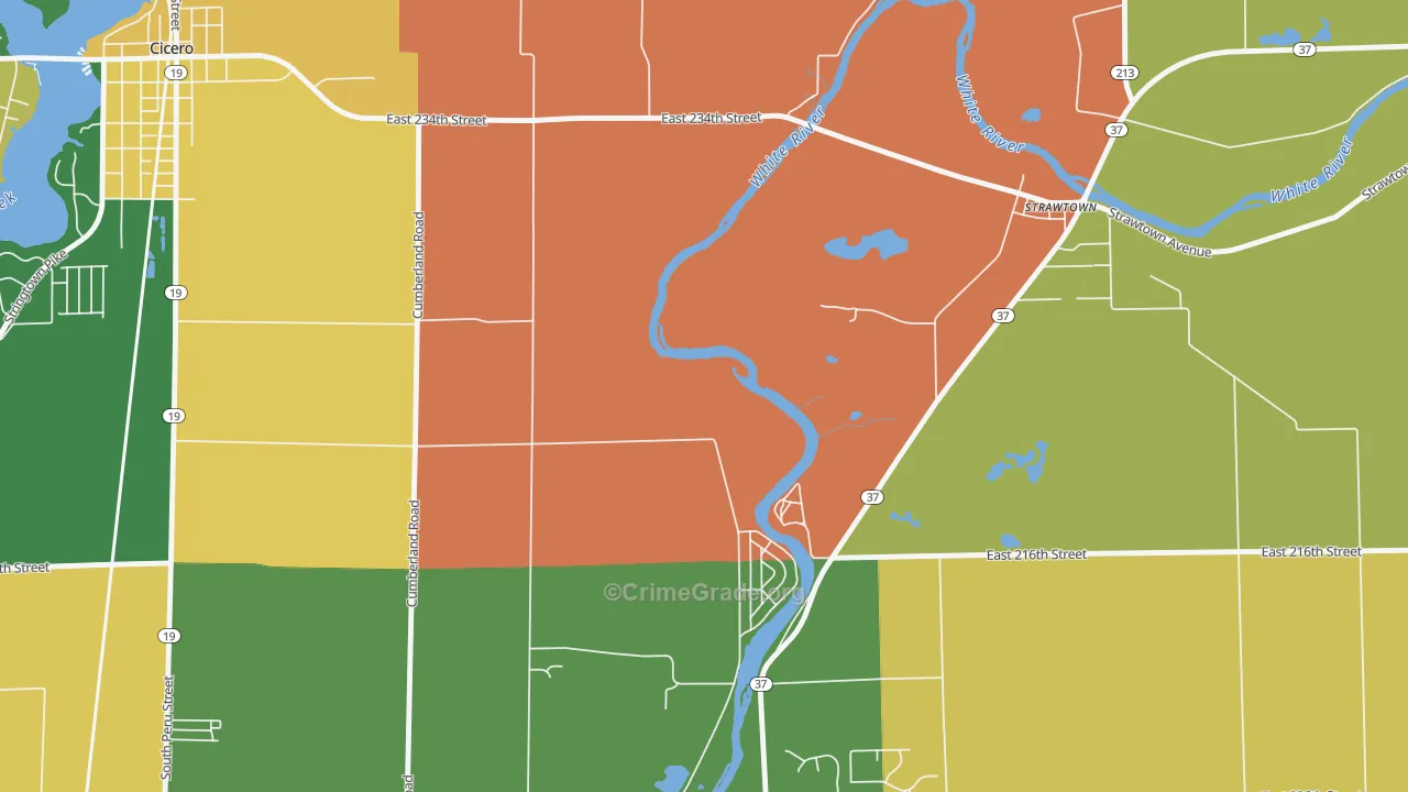 Clare, IN Map of Robbery Rates