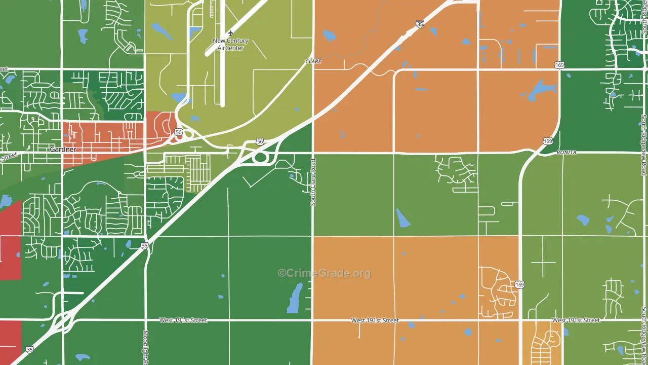 Clare, KS Map of Robbery Rates
