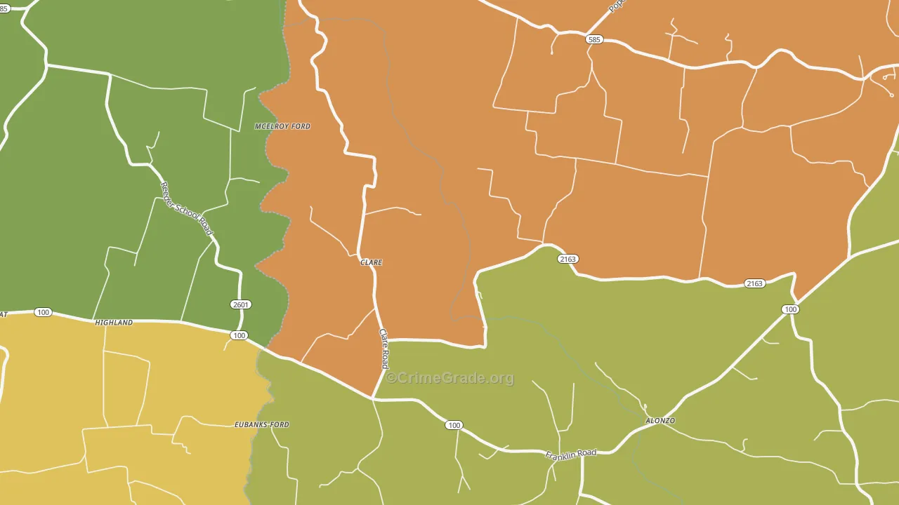 Clare, KY Map of Robbery Rates