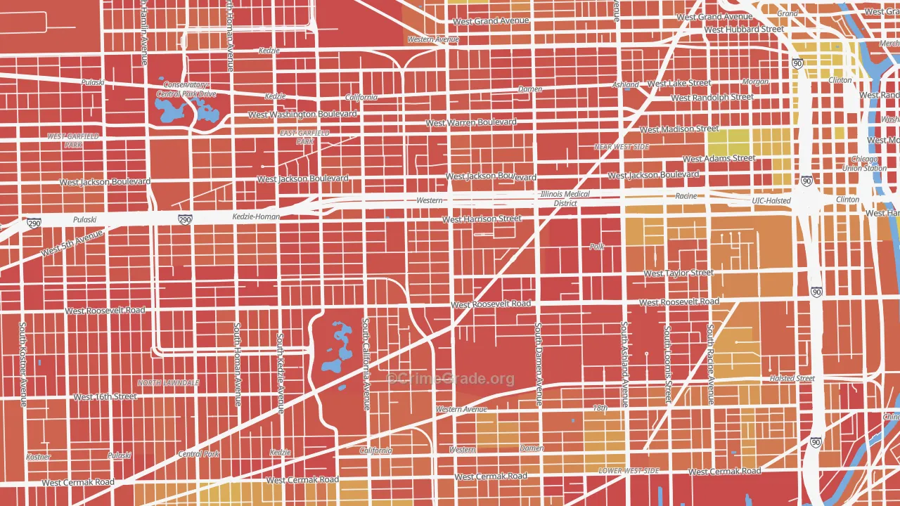 Claremont Cottages, Chicago, IL Map of Robbery Rates