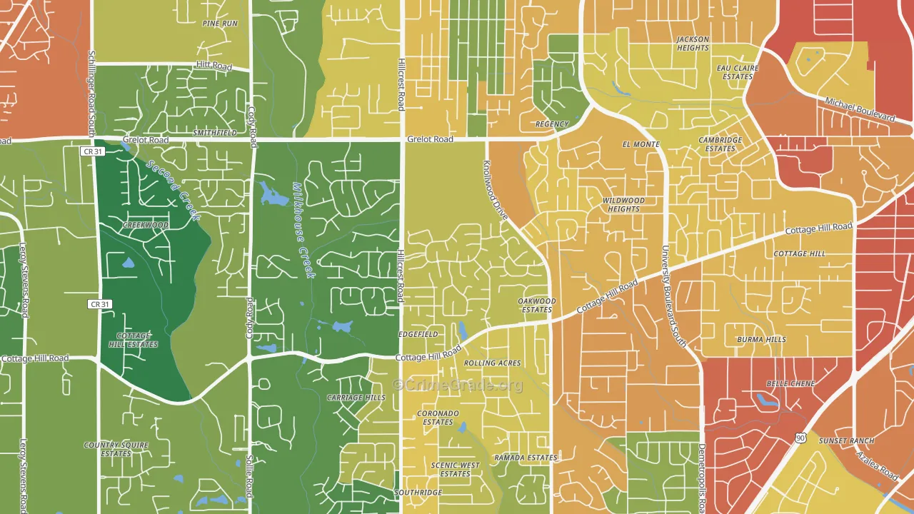 Claremont, Mobile, AL Map of Robbery Rates