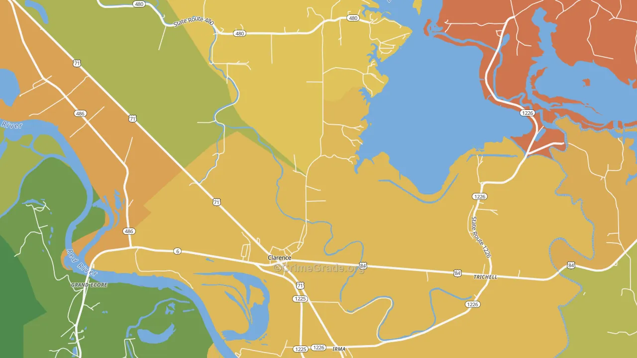 Clarence, LA Map of Robbery Rates